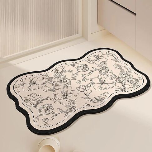 WC Bathroom Bathroom Light Luxury Absorbent Anti-Slip Door Rug 15.6×23.4Inch，Wave in Saudi Arabia