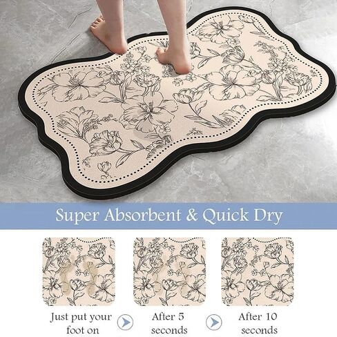 WC Bathroom Bathroom Light Luxury Absorbent Anti-Slip Door Rug 15.6×23.4Inch，Wave in Saudi Arabia