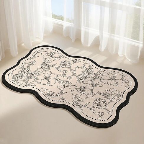 WC Bathroom Bathroom Light Luxury Absorbent Anti-Slip Door Rug 15.6×23.4Inch，Wave in Saudi Arabia