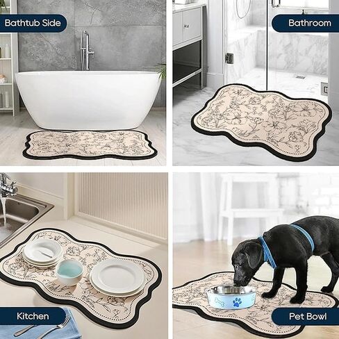 WC Bathroom Bathroom Light Luxury Absorbent Anti-Slip Door Rug 15.6×23.4Inch，Wave in Saudi Arabia
