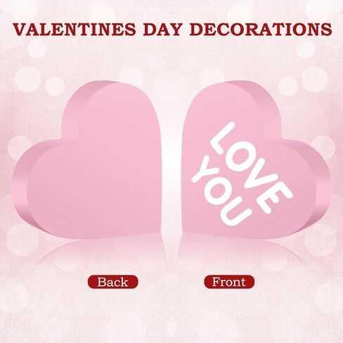 Valentines Day Decorations, 6 Pcs Valentines Day Heart Wooden Signs Decor for Tiered Tray, Happy Conversation Heart Shaped Sign Tabletop Wooden Centerpiece for Anniversary Wedding Home Party Supplies in Saudi Arabia