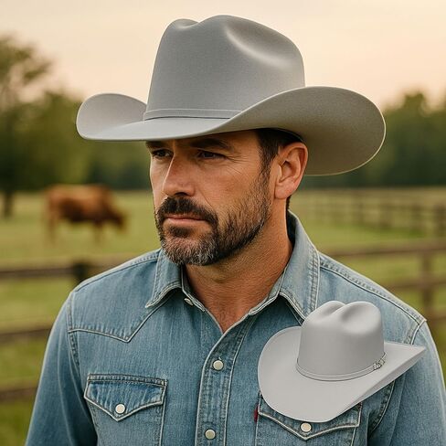 El Cattleman Handmade Cowboy Hat – 100% Bolivian Wool Felt, Premium Western Hat, 4 5/8" Crown, 4" Brim, Made in Mexico in Saudi Arabia