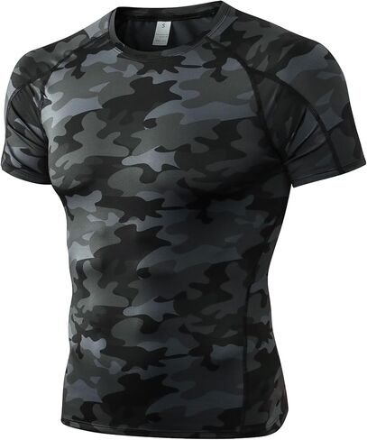 Short Sleeve Compression Shirt Men Athletic Gym Cool Dry Base Layer Workout Tops Slim Fit Undershirts T-Shirt in Saudi Arabia