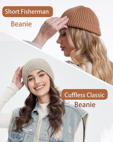 Wool Knit Fisherman Beanie Hat for Men Women,Cuffless Warm Short Cuff Beanies Toboggan Ski Hats Winter Skull Cap in Saudi Arabia