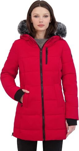 Nautica Women's Heavyweight Puffer Jacket-Faux Fur-Lined Hood Wind & Water-Resistant Winter Coat, Blue, Large in Saudi Arabia