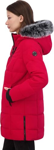 Nautica Women's Heavyweight Puffer Jacket-Faux Fur-Lined Hood Wind & Water-Resistant Winter Coat, Blue, Large in Saudi Arabia