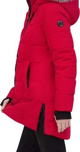 Nautica Women's Heavyweight Puffer Jacket-Faux Fur-Lined Hood Wind & Water-Resistant Winter Coat, Blue, Large in Saudi Arabia