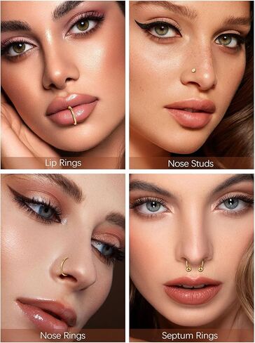 ChiMunllin18G Nose Rings Hoop and 20G Nose Studs for Women Men Surgical Steel Nose Rings Screw L Shaped CZ Nose Nostril Piercing Jewelry in Saudi Arabia