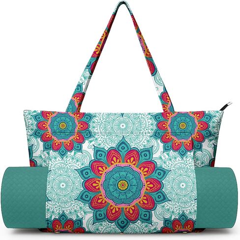 Women's Yoga Bag with Yoga Mat Carrier - Large Mat Pocket Fitness Tote for Pilates, Gym, Travel, Office & Beach in Saudi Arabia