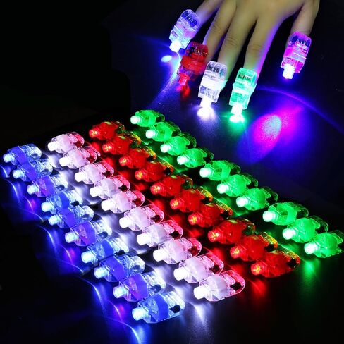 210 Pcs LED Finger Lights, 7 Colors Finger Flashlights, Battery Powered Light Up Finger Ring Toys, Mini Finger Lamps, Glow in The Dark Party Supplies for Rave Concert Shows (210Pcs) in Kuwait