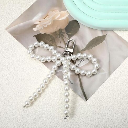 Heart Pearl Bow Keychain Y2k Bowknot Keyring Sweet Bag Car Keys Charms Accessories for Car Keys Bow Keychain Accessories Women in Saudi Arabia