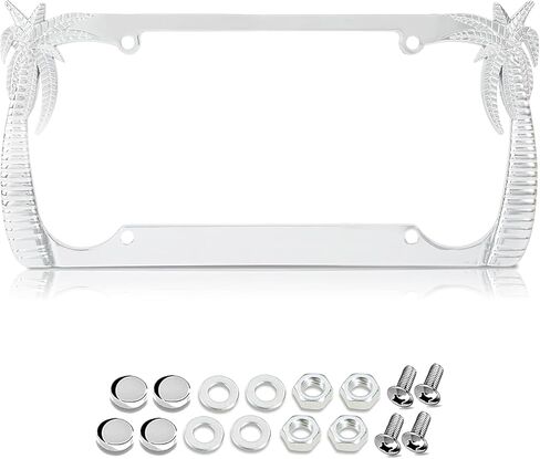 Palm Tree License Plate Frame,Beach License Plate Frame,Hawaii License Plate Frame,Black License Plate Frames for Men,Cute License Plate Cover in Kuwait