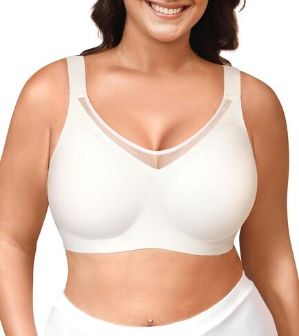 Dayon Womens Seamless Wireless Bras V Mesh Bralette Minimizers Comfortable Supportive T-Shirt Bra in Saudi Arabia