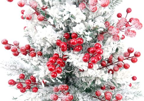 30 Pack Christmas Red Berries Stems, Artificial Red Berry Christmas Picks for Christmas Tree Decorations Crafts DIY Xmas Wreath Wedding Holiday Home Decor in Saudi Arabia