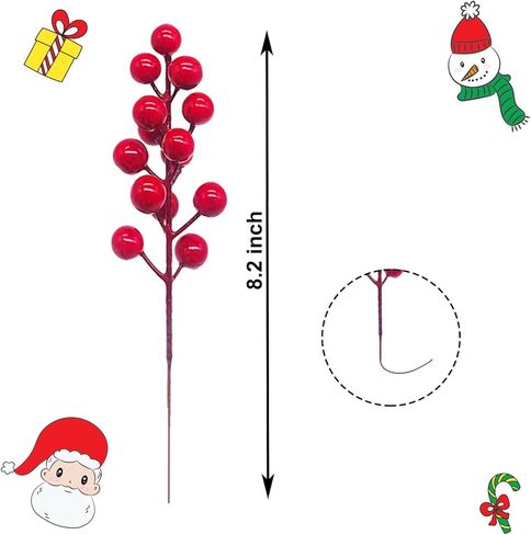 30 Pack Christmas Red Berries Stems, Artificial Red Berry Christmas Picks for Christmas Tree Decorations Crafts DIY Xmas Wreath Wedding Holiday Home Decor in Saudi Arabia