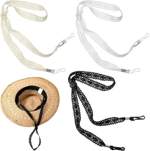 3 قطع من مشابك قبعة الشمس بحزام الذقن للرياح، أشرطة قابلة للتعديل مع مشابك للقبعات، أشرطة للذقن من الدانتيل للقبعات، مشبك حزام مضاد للخسارة قابل للإزالة لركوب الخيل والمشي لمسافات طويلة والمكشوفات ومضادة للفقد ومضادة للرياح in Kuwait