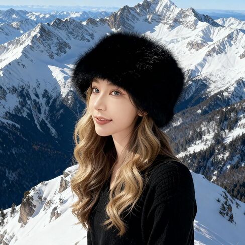 Upgraded Soft Fluffy Winter Bucket Hat for Women Warm Faux Fur Fisherman Cap Cozy Cold for Winter, Black in Saudi Arabia