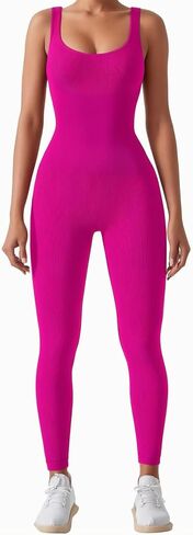 Jumpsuit for Women Workout Seamless Jumpsuits Yoga Ribbed One Piece Tank Tops Rompers Sleeveless Exercise Jumpsuits in Saudi Arabia