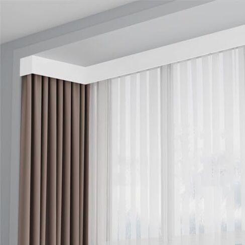 Bendable Curtain Valance Box with 90° Curvature – 5ft Aluminum Pelmet Panel, Dual-Rails Track for Ceiling/Wall Mount, Ideal for Home & Hotel Decor in Saudi Arabia
