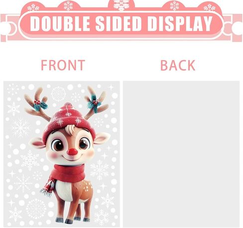 CCINEE 8 Sheets Christmas Window Stickers, Double-Sided Xmas Car Window Cling Snowflakes Santa Claus Reindeer Snowman Decals for Holiday Indoor Office Decorations in Saudi Arabia