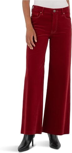 KUT from the Kloth Womens Meg High-Rise Fab Ab Wide Leg Raw Hem-Long Inseam in Red in Saudi Arabia