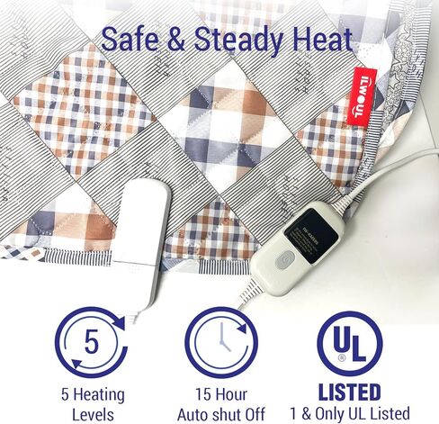 Stylish Heated Carbon Electric Mattress Pad – Machine Washable Heated Bed Pad with 5 Heat Settings, Auto 15-Hour Shut Off, Electromagnetic Wave-Free Safe, Breathable Tencel Fabric, Single Size 35x71 in Saudi Arabia