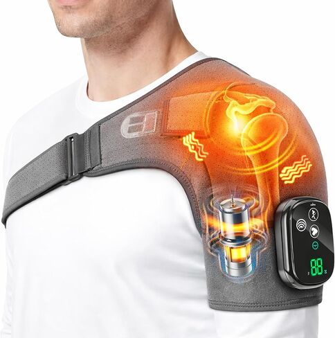 2026 Upgraded Cordless Heated Shoulder Wrap with Vibration, Pain Relief for Shoulders, Neck & Frozen Shoulder, Alleviates Fatigue, Promotes Better Sleep & Daily Comfort (Grey) in Saudi Arabia