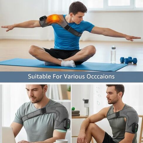 2026 Upgraded Cordless Heated Shoulder Wrap with Vibration, Pain Relief for Shoulders, Neck & Frozen Shoulder, Alleviates Fatigue, Promotes Better Sleep & Daily Comfort (Grey) in Saudi Arabia