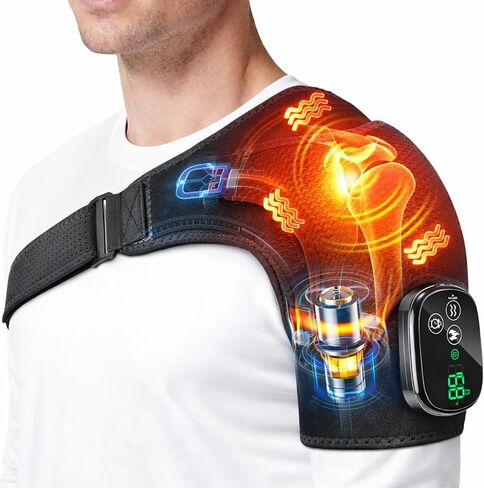 2026 Upgraded Cordless Heated Shoulder Wrap with Vibration, Pain Relief for Shoulders, Neck & Frozen Shoulder, Alleviates Fatigue, Promotes Better Sleep & Daily Comfort (Grey) in Saudi Arabia
