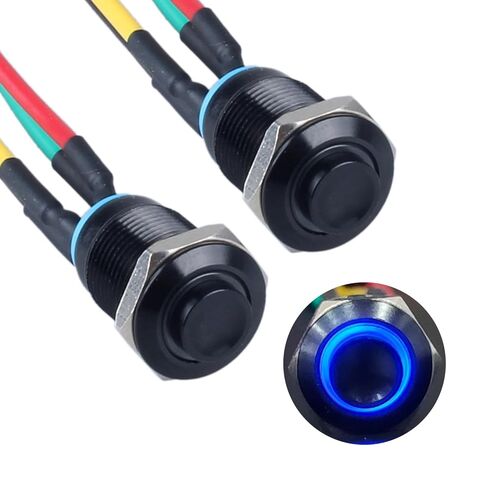 2Pcs 12mm Raised Head Metal Latching Push Button Switch Black Shell with 15cm Pre-soldered Cable 1NO 12V-24V ON-Off for 1/2" Mounting Hole Halo Ring LED Lighted (Orange) in Saudi Arabia