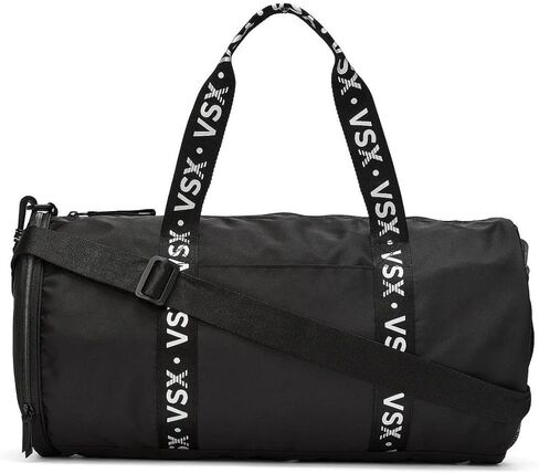 Victoria's Secret VSX Black Duffle Bag – Logo Straps, Zip Pockets, Gym Travel Sports Overnight Bag New in Saudi Arabia