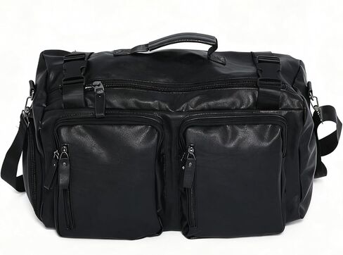 Premium Men’s Leather Travel Duffel Bag with Shoe Compartment, Detachable Shoulder Strap & Multiple Pockets — Large Weekend Travel, Gym & Carry‑on Bag in Kuwait