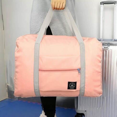 Travel Duffle Storage Bag, Portable Lightweight Large Capacity Luggage Shoulder Bag, Foldable Luggage Bag, Outdoor Supplies, Travel Supplies(Pink) in Saudi Arabia