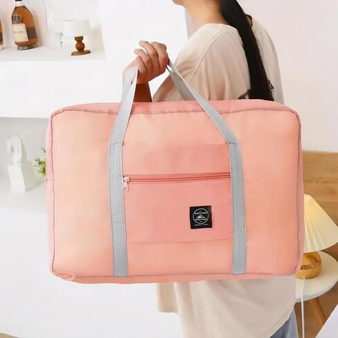 Travel Duffle Storage Bag, Portable Lightweight Large Capacity Luggage Shoulder Bag, Foldable Luggage Bag, Outdoor Supplies, Travel Supplies(Pink) in Saudi Arabia