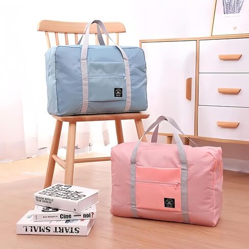 Travel Duffle Storage Bag, Portable Lightweight Large Capacity Luggage Shoulder Bag, Foldable Luggage Bag, Outdoor Supplies, Travel Supplies(Pink) in Saudi Arabia