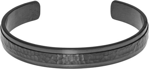 Metro Jewelry Stainless Steel Hammered Cuff Bangle Bracelet for Men with Grey Ion Plating - 8.5 Inches Long 10 MM Wide in Saudi Arabia