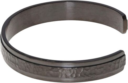 Metro Jewelry Stainless Steel Hammered Cuff Bangle Bracelet for Men with Grey Ion Plating - 8.5 Inches Long 10 MM Wide in Saudi Arabia