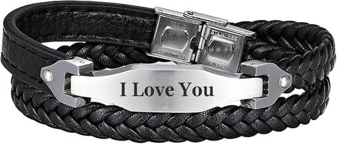 Personalized Mens Bracelet Genuine Leather Cuff Name Date Initial Letter Engraved Handcrafted Wristband Gift f/Him Husband Boyfriend Anniversary Father's day Wedding Birthday in Saudi Arabia