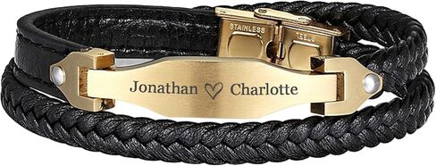 Personalized Mens Bracelet Genuine Leather Cuff Name Date Initial Letter Engraved Handcrafted Wristband Gift f/Him Husband Boyfriend Anniversary Father's day Wedding Birthday in Saudi Arabia