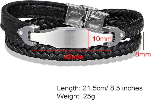 Personalized Mens Bracelet Genuine Leather Cuff Name Date Initial Letter Engraved Handcrafted Wristband Gift f/Him Husband Boyfriend Anniversary Father's day Wedding Birthday in Saudi Arabia