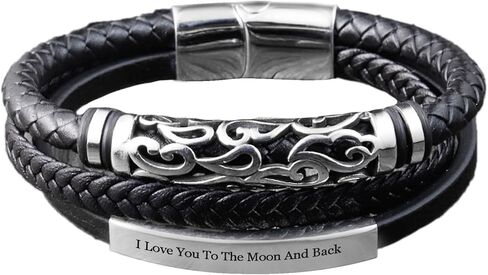 Personalized Mens Bracelet Genuine Leather Cuff Name Date Initial Letter Engraved Handcrafted Wristband Gift f/Him Husband Boyfriend Anniversary Father's day Wedding Birthday in Saudi Arabia