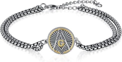 Fugungju Masonic Bracelets for Men 925 Sterling Silver Masonic Jewelry Masonic Gifts for Men in Saudi Arabia