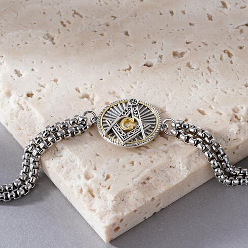 Fugungju Masonic Bracelets for Men 925 Sterling Silver Masonic Jewelry Masonic Gifts for Men in Saudi Arabia