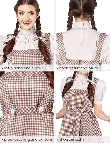 Rubies womens Wizard of Oz Dorothy Black & White Costume Dress and Hair Bows in Saudi Arabia