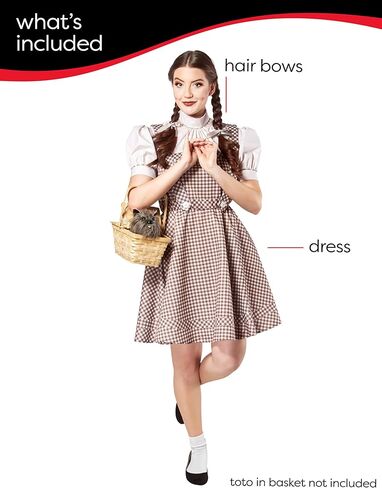 Rubies womens Wizard of Oz Dorothy Black & White Costume Dress and Hair Bows in Saudi Arabia