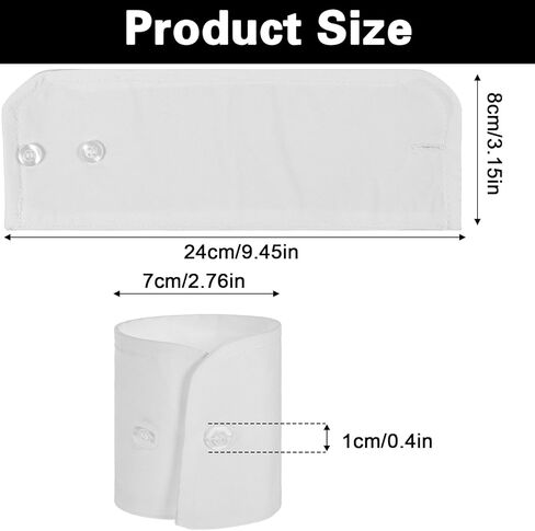 Larrel 2 PCS Fake Wrist Cuff Sleeves, Detachable Sleeves False Hand Sleeve Garment Decorated Accessories for Women Men Dresses Shirts Suit Blouse Coat (White with White Buckle) in Saudi Arabia