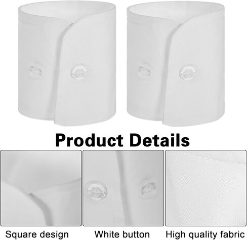 Larrel 2 PCS Fake Wrist Cuff Sleeves, Detachable Sleeves False Hand Sleeve Garment Decorated Accessories for Women Men Dresses Shirts Suit Blouse Coat (White with White Buckle) in Saudi Arabia
