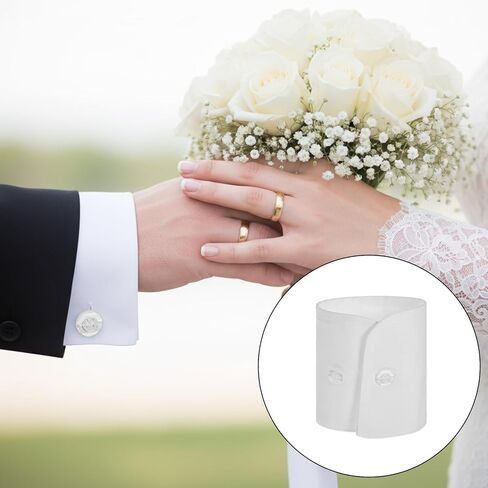 Larrel 2 PCS Fake Wrist Cuff Sleeves, Detachable Sleeves False Hand Sleeve Garment Decorated Accessories for Women Men Dresses Shirts Suit Blouse Coat (White with White Buckle) in Saudi Arabia