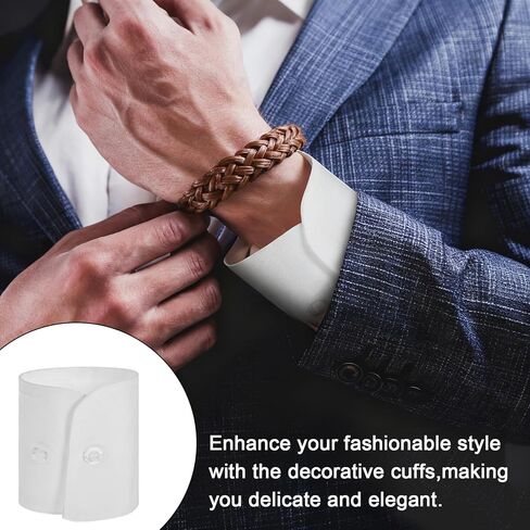 Larrel 2 PCS Fake Wrist Cuff Sleeves, Detachable Sleeves False Hand Sleeve Garment Decorated Accessories for Women Men Dresses Shirts Suit Blouse Coat (White with White Buckle) in Saudi Arabia