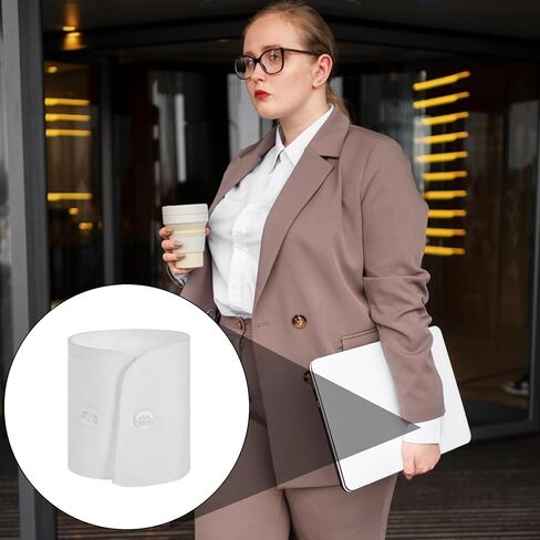 Larrel 2 PCS Fake Wrist Cuff Sleeves, Detachable Sleeves False Hand Sleeve Garment Decorated Accessories for Women Men Dresses Shirts Suit Blouse Coat (White with White Buckle) in Saudi Arabia